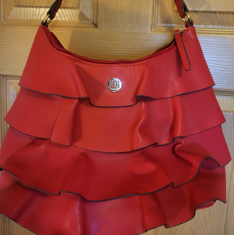 Liz Claiborne Red Ruffle Purse - SO FUN - FANCY